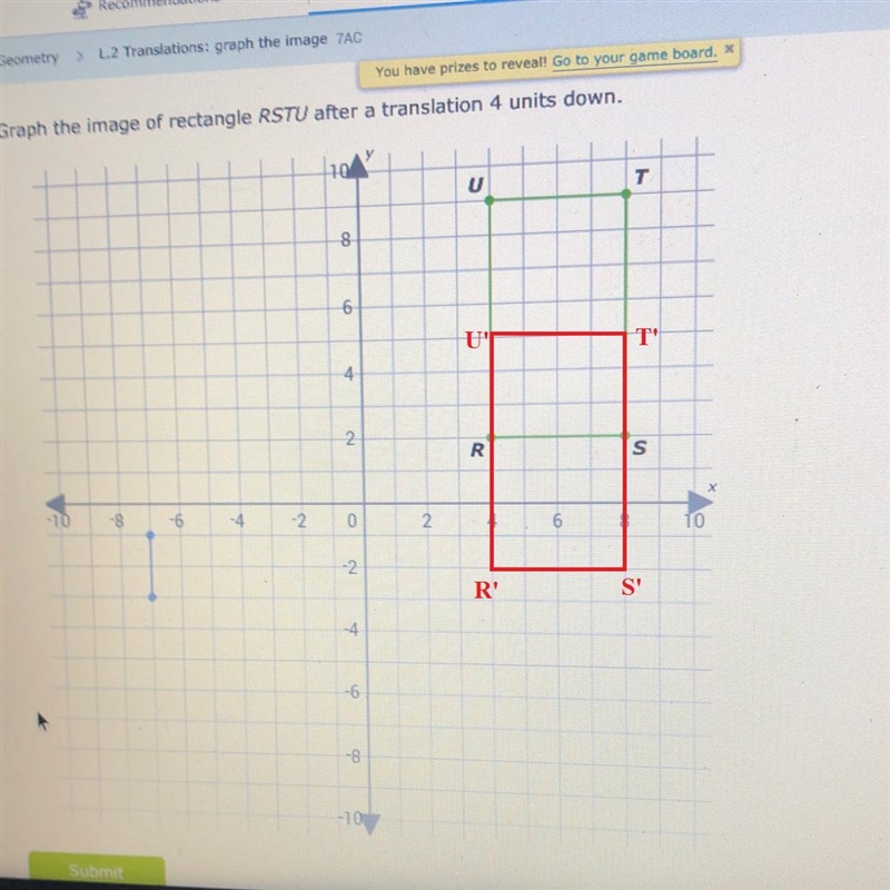 You have proveGraph the image of rectangle RSTU after a translation 4 units down.-example-1