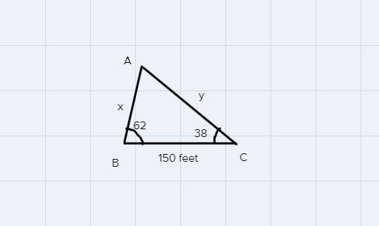 A hot air balloon is anchored to the ground by two cables which are 150 feet apart-example-1