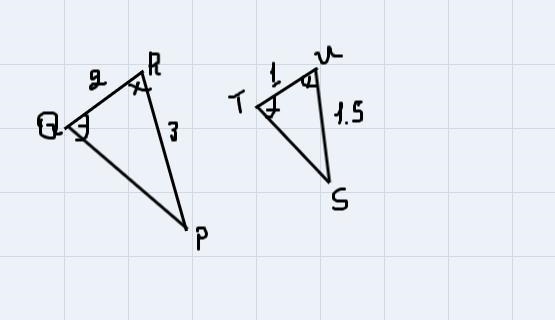 How would you justify that triangle PQR is similar to triangle STU.-example-1