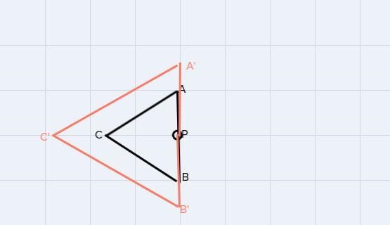 triangle a’b’c’ is the image of triangle abc under a dilation whose center is p and-example-2