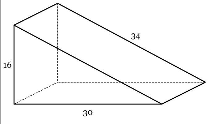 The bases of the prism below are right triangles. The volume of the prism is 3360 units-example-1