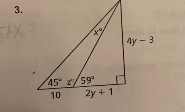 In exercises 3 and 4 , find the values of x and y.-example-1