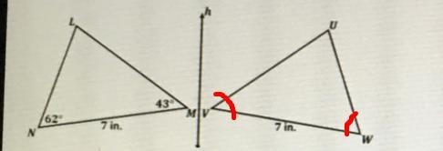 triangle LMN is reflected across line h to form triangle UVWwhat additional information-example-2