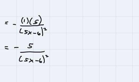 F(x) = 1/(5x-6)Find the derivative of this function-example-5