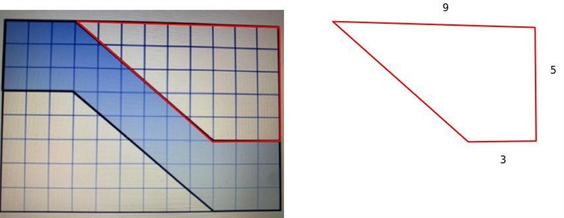 Find the area of the blue area if each square represents 1.5 square meters.-example-1