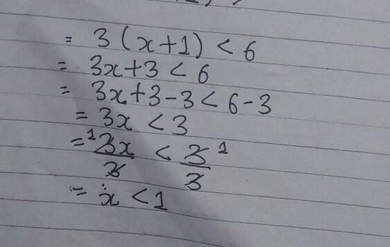 Solve the inequality for x and identify the graph of its solution. 3(x + 1) < 6 Choose-example-1