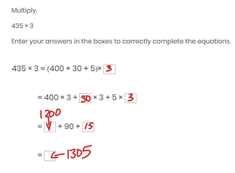 Please help. 435 × 3 Enter your answers in the boxes to correctly complete the equations-example-1