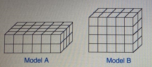 Both of the models are made up of 1-centimeter cubesWhich statement about these models-example-1