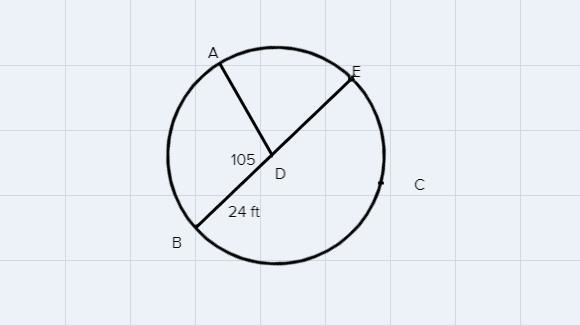 What is the circumference of D and the arc length of AB-example-1