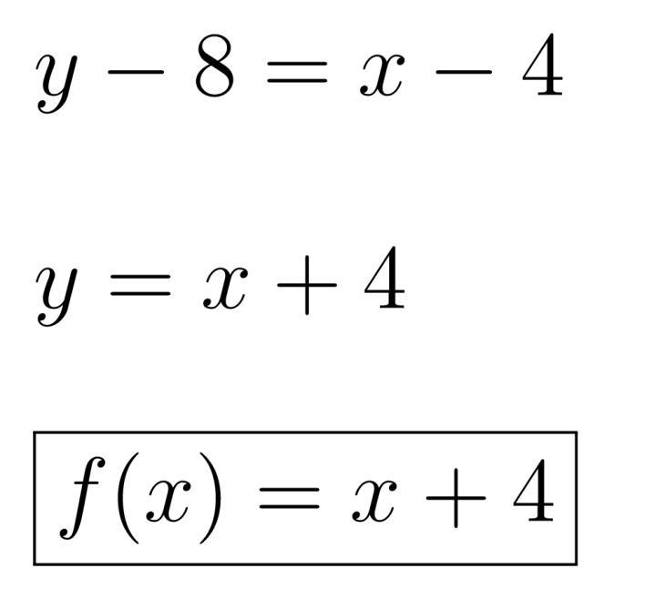 Which linear function represents the line given by the point-slope equation y-8=(x-example-1