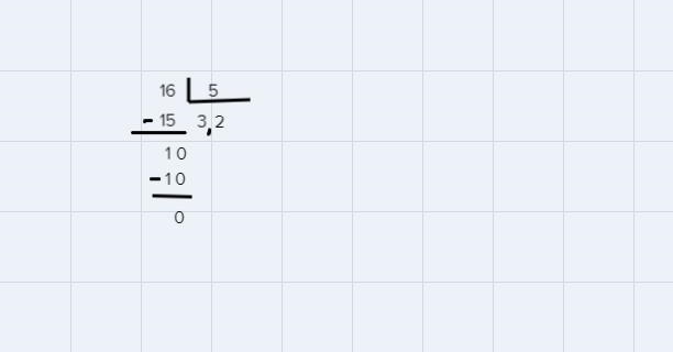 Convert 16/5 to a decimal using long division-example-1