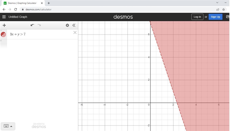 Which graph correctly represents3x + y> 7?-example-1