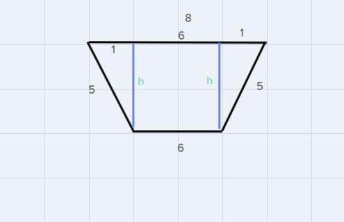 Find the area Of an isosceles trapezoid with legs 5 and bases 6 and 8-example-2