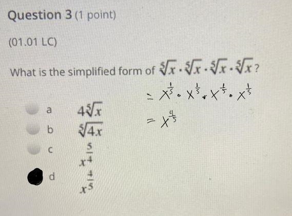 (01.01 LC) What is the simplified form of a b C d 45√x √√4x √√x.√√x-√√x-√√x?-example-1