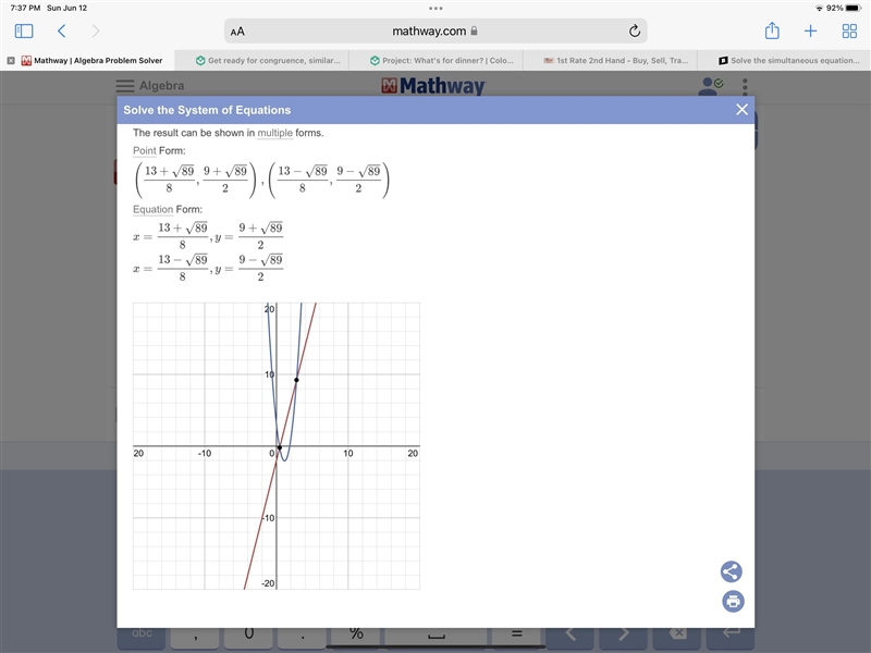 Solve the simultaneous equations y = 4x-2 y = 4x² - 9x + 3 Give your answers correct-example-1