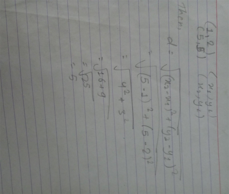 Find the distance between 1,2 and 5,5-example-1