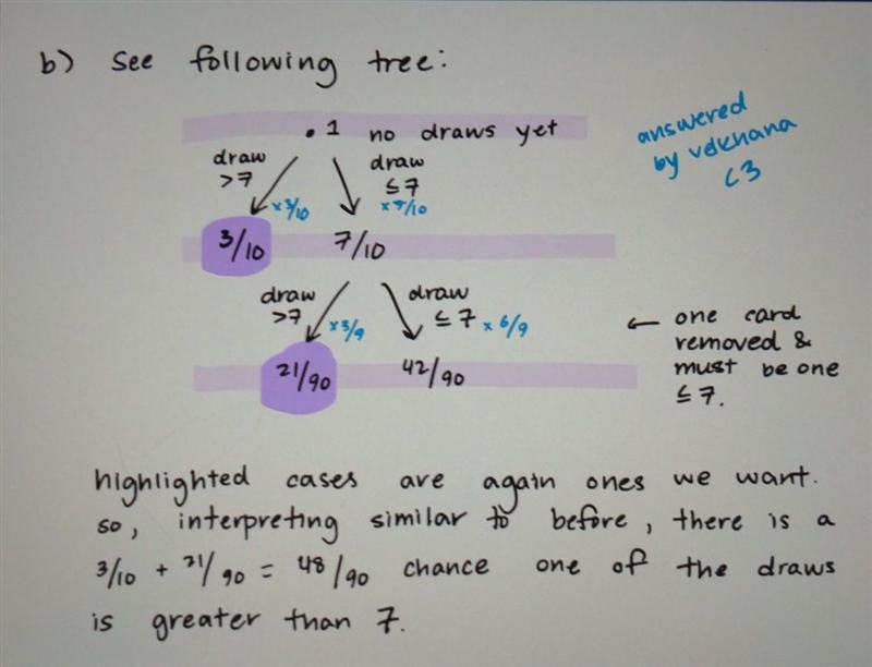 What is the probability of getting number greater than 7 when 2 cards are drawn? a-example-2