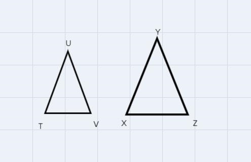 Devon says that triangles TUV and XYZ are similar because (TU/XY) = (UV/YZ) = (XZ-example-1