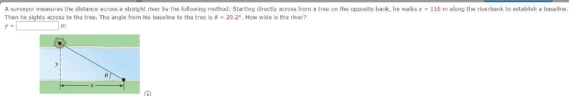 A surveyor measures the distance across a straight river by the following method: Starting-example-1