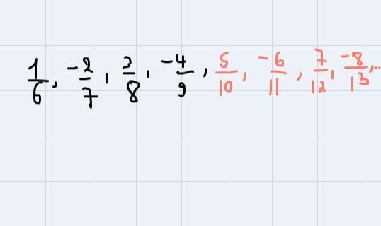 The sequence one sixth comma negative two sevenths comma three eighths comma negative-example-2