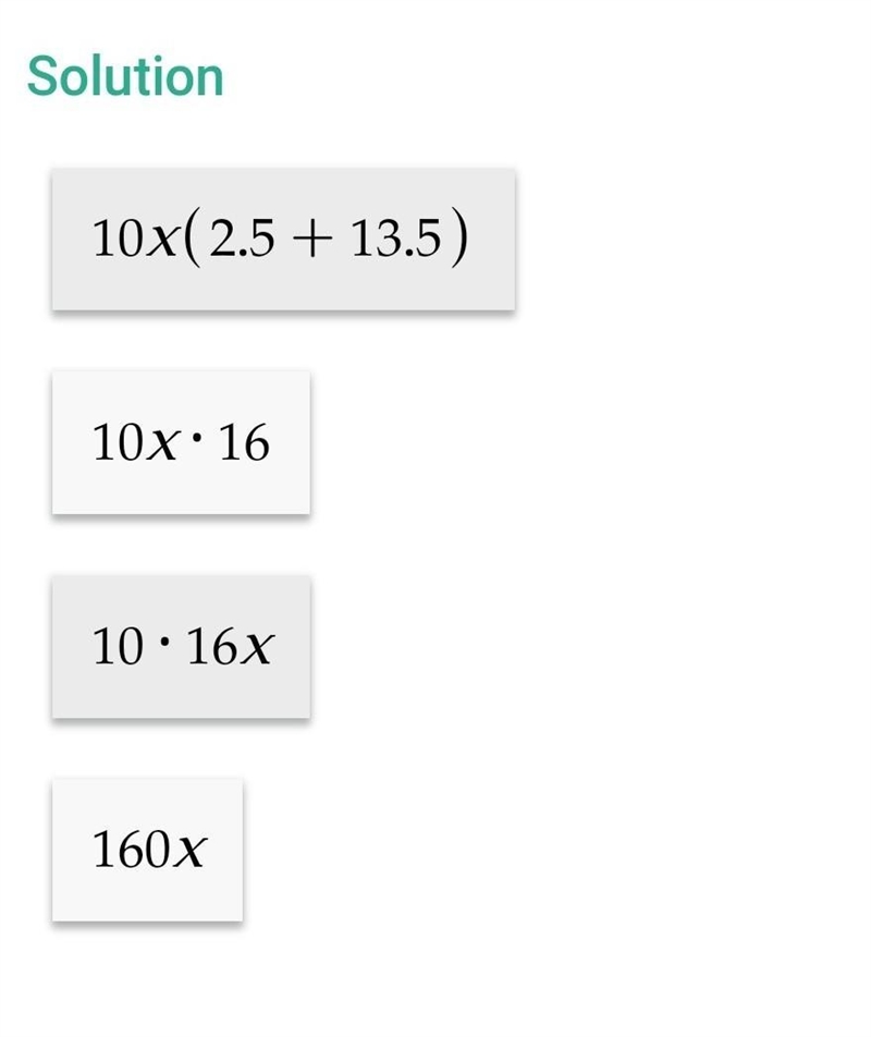 10 x (2.5 + 13.5) what is the sum-example-1