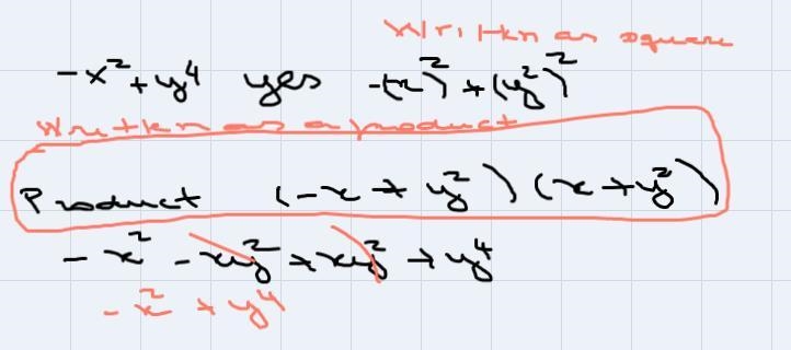 1.) Decide which of the expressions below can be seenas a difference of squares and-example-2