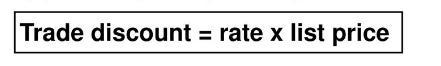 The value of a 2% trade discount is $165. How much is the list price? L = $______I-example-2