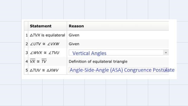 △TVX is equilateral. Complete the proof that △TUV≅△XWV.-example-1