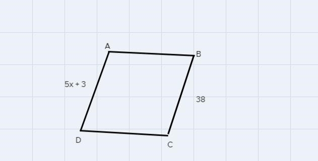 Figure ABCD is a parallelogram.What is the value of x?ABO 6O 7O 8O95x + 338DС-example-1