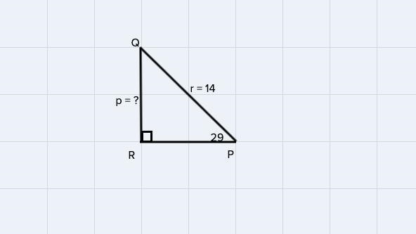 In a triangle PQR R=90 P=29 and r=14cm find the length of side p to the nearest centimeter-example-1