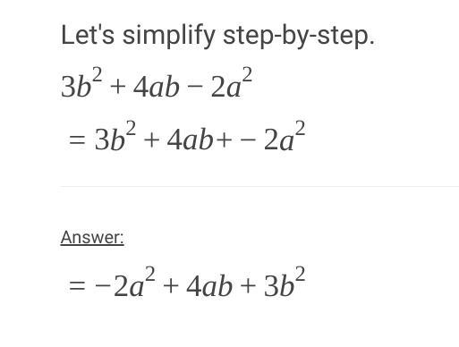 4a2 – 3ab + 2b2 from 3b2 + 4ab – 2a2 urget-example-2