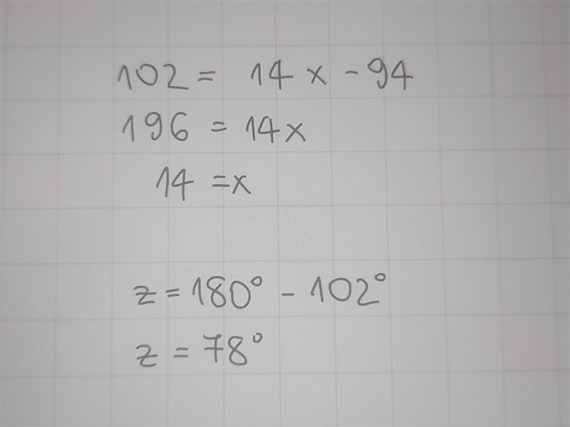 Pls help me Given the figure below, find the values of x and z.-example-1