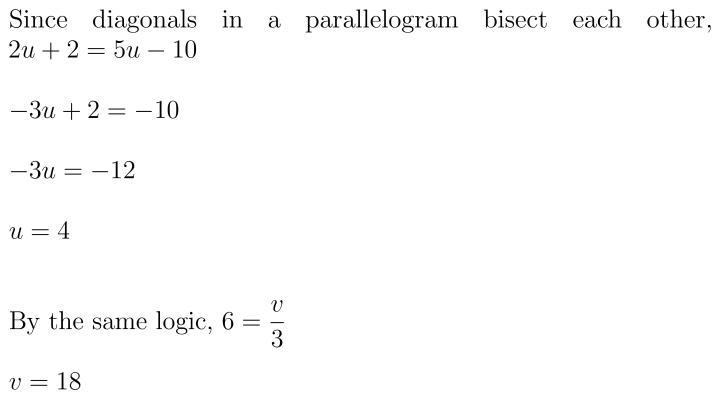 Find the value of each variable in the parallelogram.-example-1