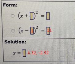 Solve the quadratic equation by completing the square form - solution- x=-example-3