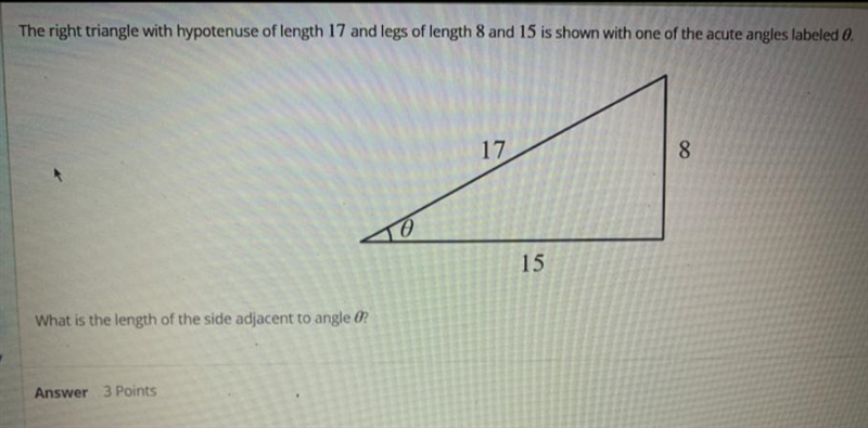 What is the length of the side adjacent to angle 0?-example-1