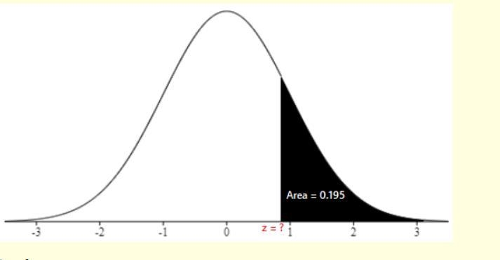 Find the z-score, to the nearest hundredth, that satisfies the given condition.0.195 square-example-1