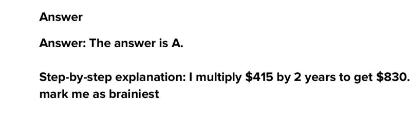 Ron signed a two-year lease for a monthly rent of $415. How much will he pay in rent-example-1