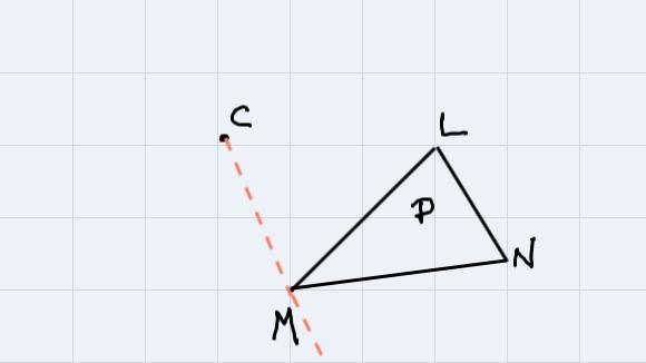 Use a compass and straightedge to construct a dilation of LMN with the given center-example-1