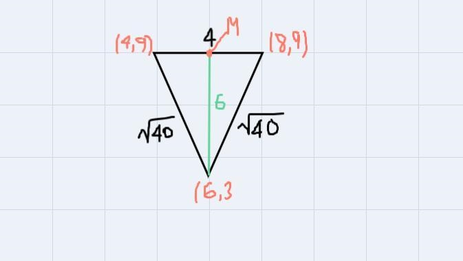 What is the area of a triangle hint make use of the midpoint formula if a triangle-example-1