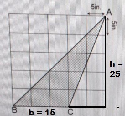 What is the area of triangle ABC?The area of triangle ABC is___ in²-example-1