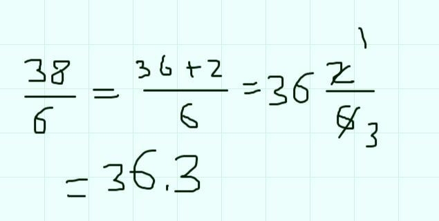 Divide 38 by 6. round the answer to the nearest tenth-example-1