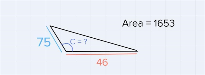 The area of a triangle is 1653. Two of the side lengths are 75 and 46 and the included-example-2