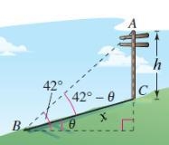 A 10-meter utility pole casts a 16-meter shadow directly down a slope when the angle-example-1