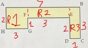 Given the following values, find the perimeter of the figure shown below: AB = 7 cm-example-1