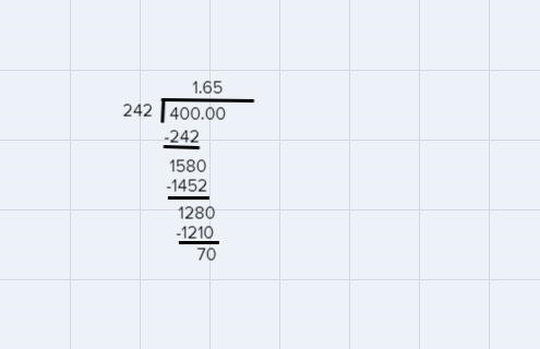 What is 0.4 divided by 0.242? Divide. I keep getting 0.65. I need help with step by-example-3