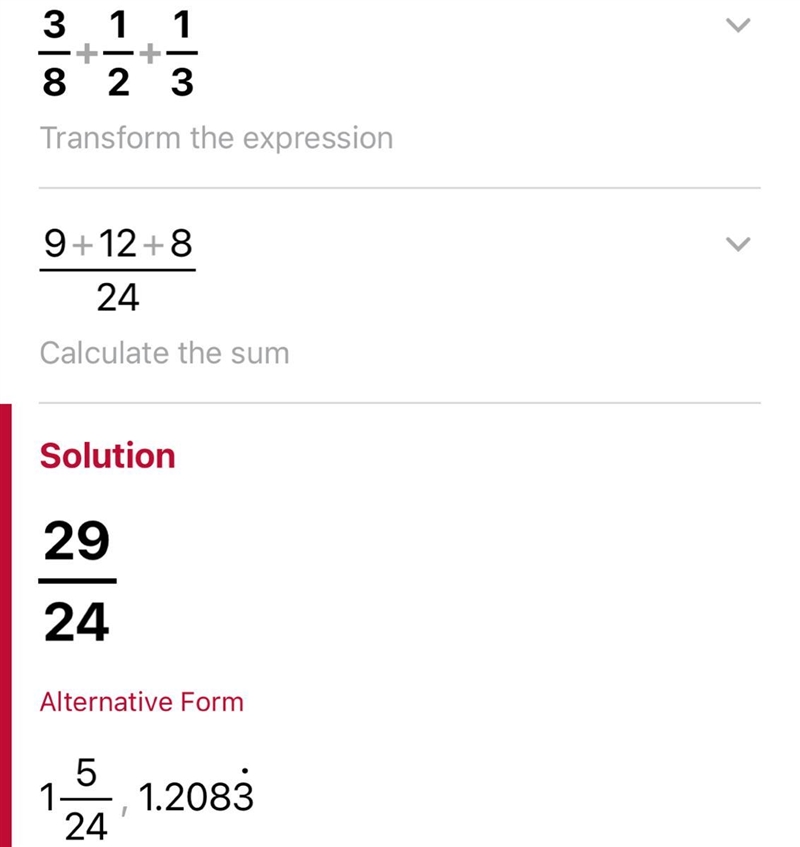 What is 3/8 plus 1/2 plus 1/3 in simplest terms-example-1