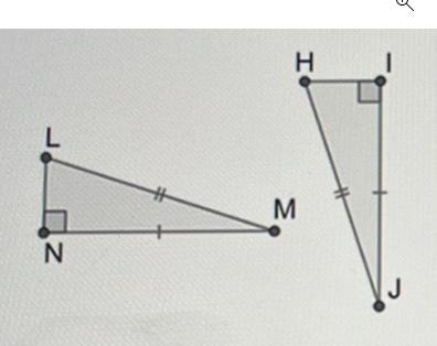 Using HL, are the two triangles congruent? What information would be used?Answers-example-1