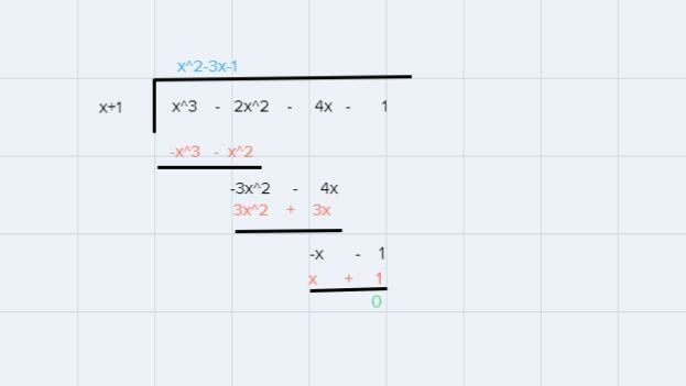 What is x^3 - 2x^2 - 4x - 1 divided by x + 1 ?-example-1