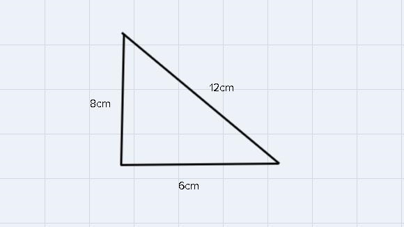 Check whether the following triangles are right angled triangle (1) 8 cm, 6 cm, 12 cm-example-1