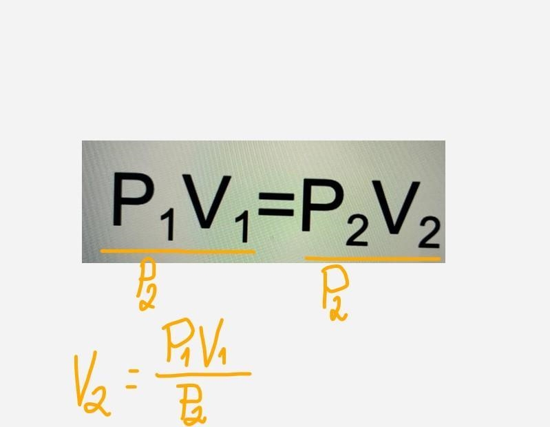 Solve the literal equation to isolate V2 P1V1=P2V2-example-1